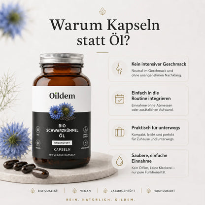 Ungefilterte Bio-Schwarzkümmelöl-Kapseln